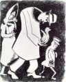 Hombre con gato y mujer con niño contemporáneo Marc Chagall